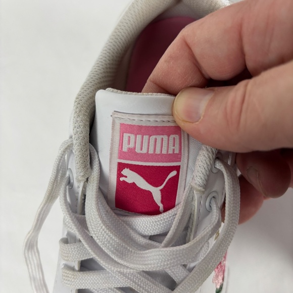 Puma Mayze White, Garnet Rose-Vine Embroidery Size 7 Platform Shoes - Picture 12 of 13
